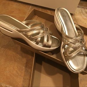 Pretty Cole Haan Air Ezra Slide Sandals gold EUC 8